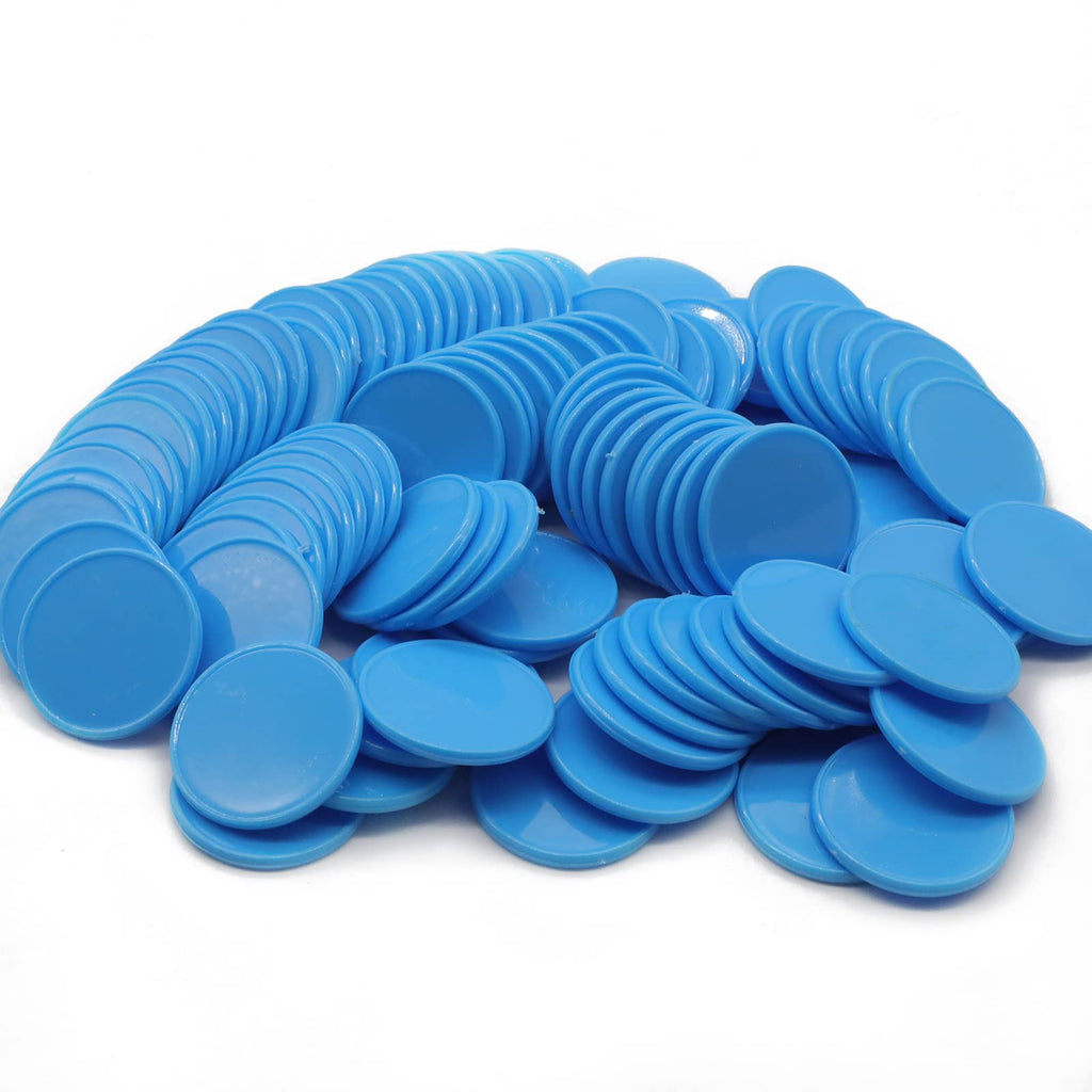HAKITAROOM Set of 100 Opaque Plastic Learning Counters Mini Poker Chips Game Tokens with Storage Box (Deepsky Blue 1.58 Inch)