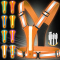 Topward LED Reflective Vest Running Gear 8 Lights Colors Illuminated USB-C Rechargeable High Visibility Safety Vest with Adjustable Waist/Shoulder Light Up Vest for Night Dog Walking Cycling